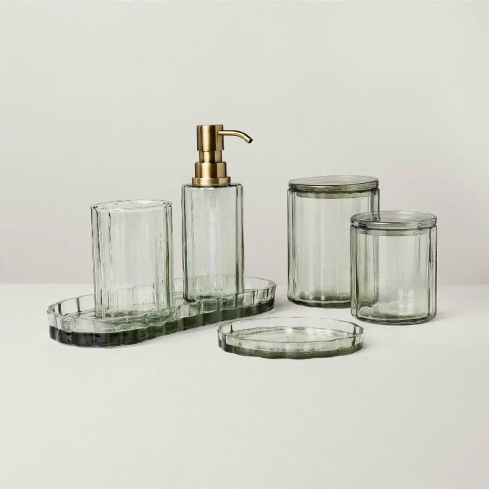 Fluted Glass Bathroom Soap Pump Light Green - Hearth & Hand™ with Magnolia